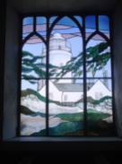 Stained glass window in St. Agnes church